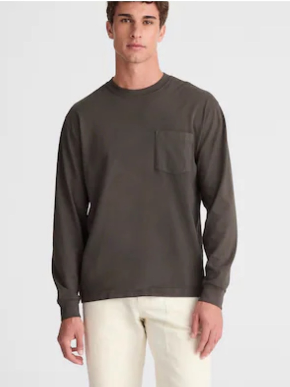 Madewell Men's The Long-Sleeve Vintage Pocket Almost Black Cotton NWT Size Large